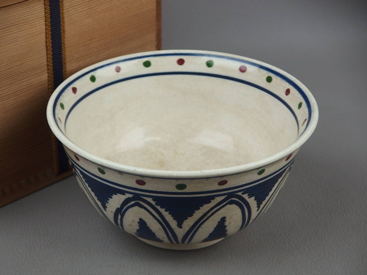 【骨董・茶道具】★京焼?阿蘭陀?デルフト?マジョリカ?★★色絵茶碗 鉢 gi056tb.7 カフェオレボール拍卖