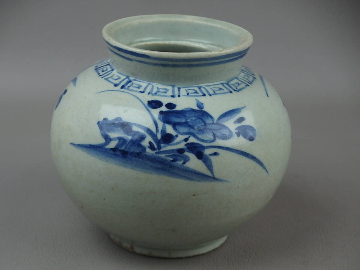 【骨董・茶道具】★李朝★★染付花文壷 gi065sgl.7 朝鮮美術 提灯壷拍卖