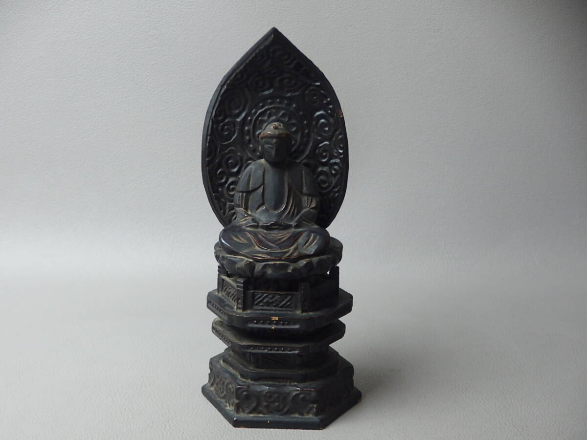 【骨董・仏教美術】★古い 木彫★★阿弥陀如来座像 大仏 gh029tb41.7 盧舎那仏 民仏 流れ仏 釈迦如来 仏像 彫刻 茶道具拍卖