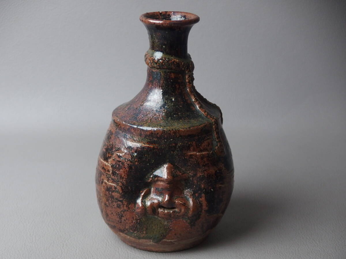 【骨董・茶道具】★古い 瀬戸焼 古瀬戸★★大黒天人形徳利 gi007tb32.7 酒器 仏教美術拍卖