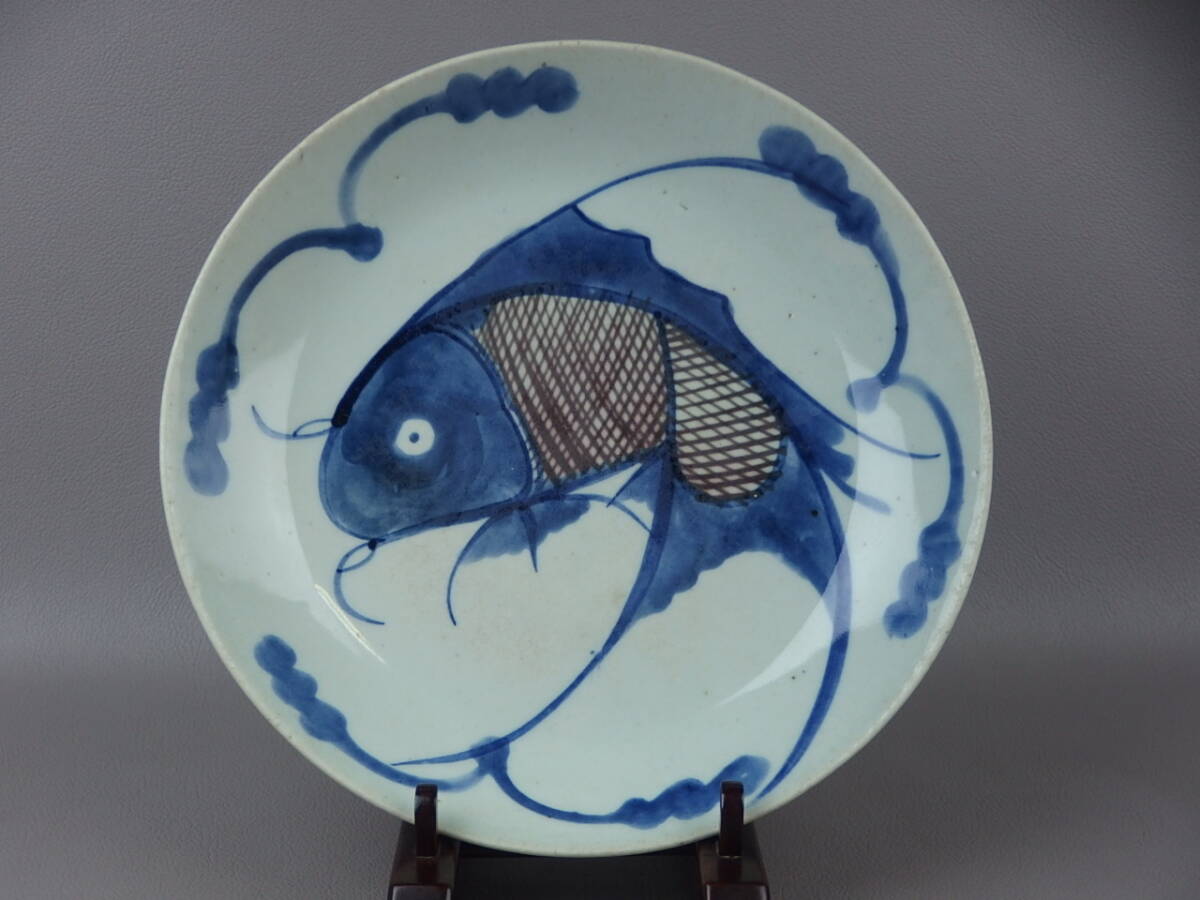 【骨董・茶道具】★中国古玩★★染付辰砂魚文皿 gh039ub.7 釉裏紅拍卖