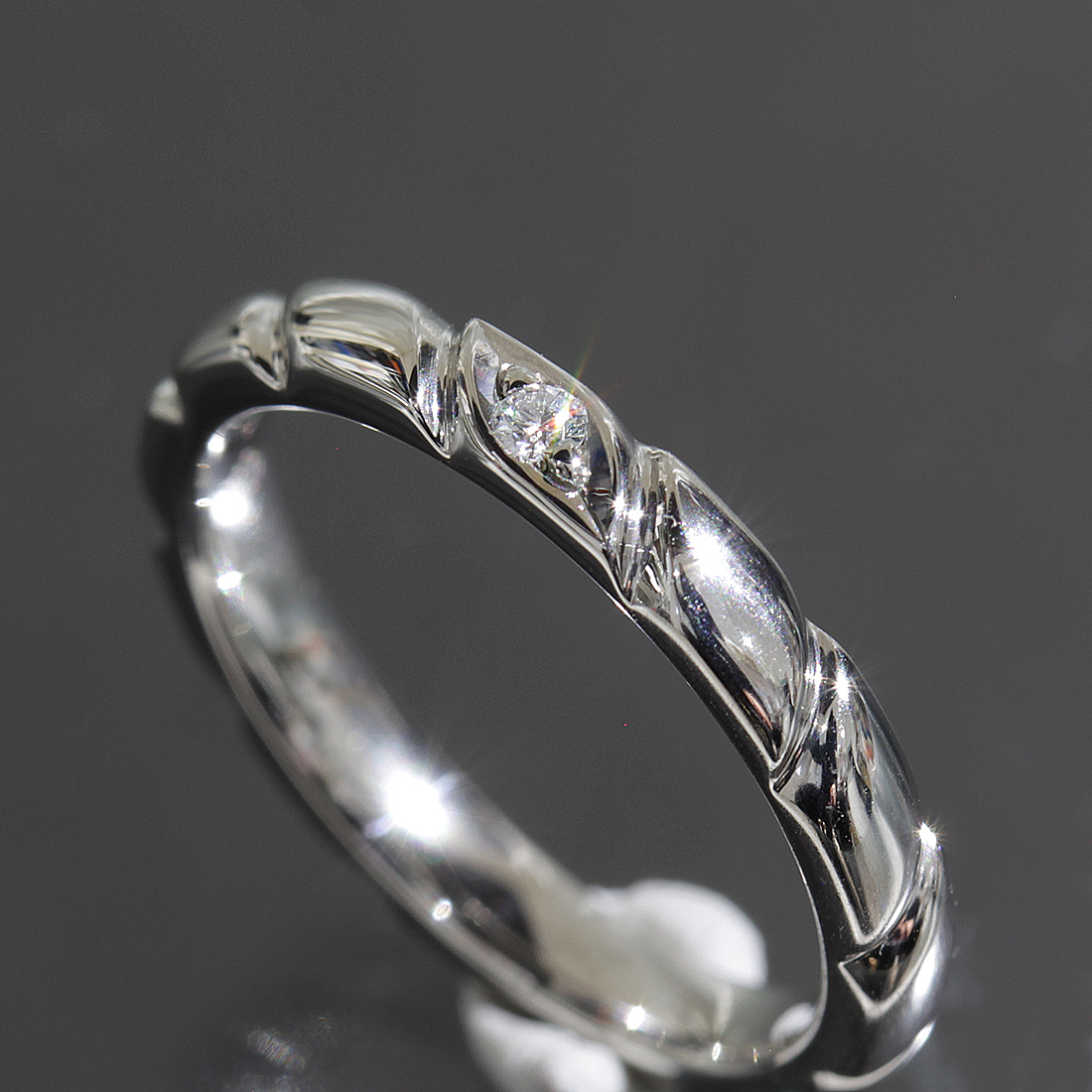 ショーメ Chaumet トルサード 1Pダイヤリング 5.5号(46) PT950 プラチナ 箱保 E1701拍卖