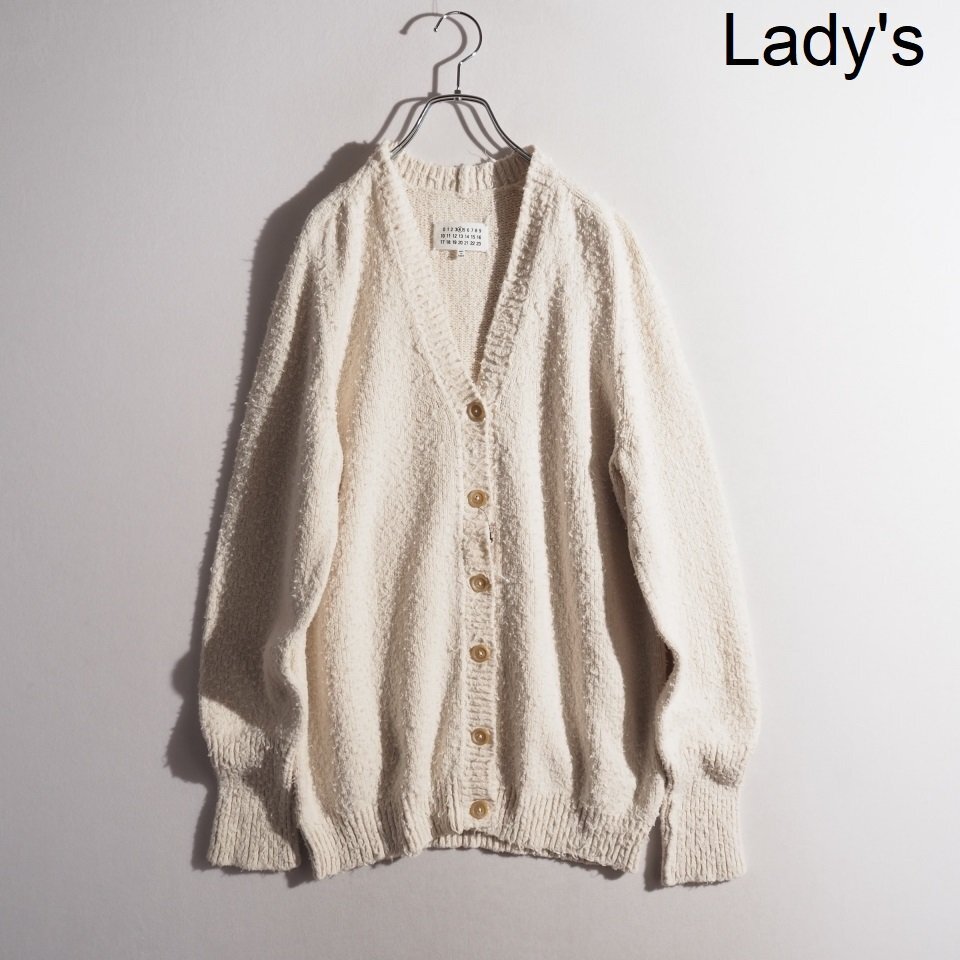P8181P ▼Maison Margiela メゾンマルジェラ 4▼ 21SS ピリング加工 コットンニット カーディガン ホワイト オーバーサイズ 春~秋 rb mks拍卖