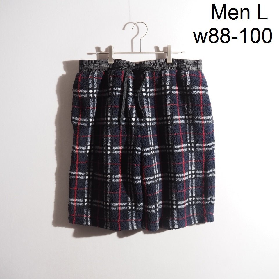 C4031P ▼BURBERRY バーバリー▼ ボア フリース ショーツ ネイビーチェック L / フリースパンツ ショートパンツ rb拍卖