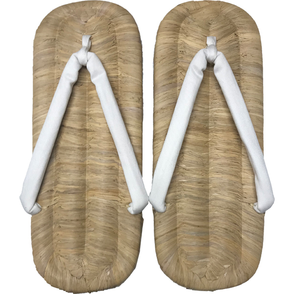 手編み手縫い竹皮草履 献健履き 白鼻緒 並大 七寸七分 長さ約23.5cm/幅約9.3cm タイヤ底 ホワイト セッタ 雪駄拍卖