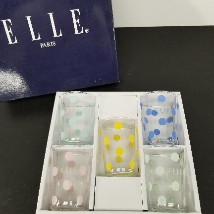 食器 コップ グラス ELLE PARIS ドット柄 ミニグラス 5個セット A9186A06拍卖