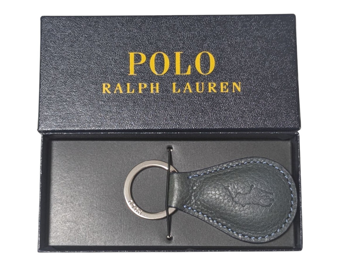 新品未使用 POLO RALPH LAUREN ポロラルフローレン キーリング レザー ブルージーン拍卖
