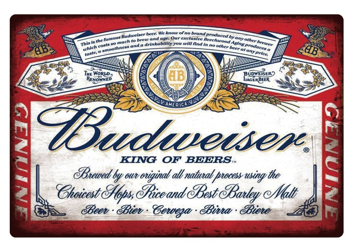 ビッグサイズ 60cm × 40cm  バドワイザー / アメリカン・ガレージ  新品看板 拍卖