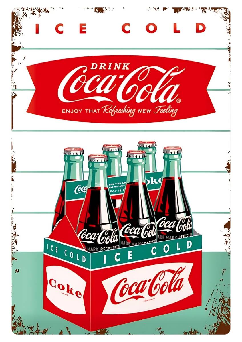 ★★ビッグサイズ★★60cm × 40cm  ヴィンテージ風加工 コカ・コーラ / アメリカン・スタイル  新品看板拍卖