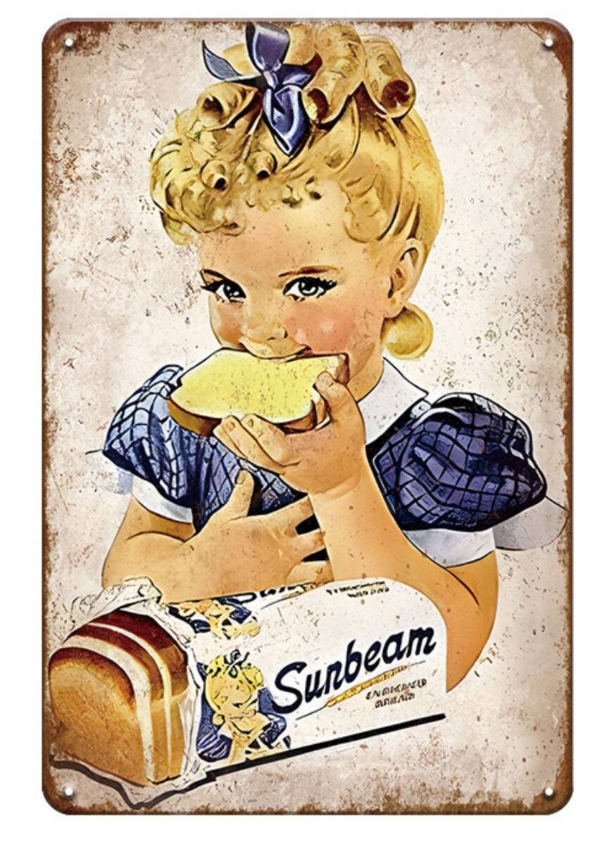 BIGサイズ!! 60cm×40cm★可愛い サンビーム・ブレッド USA復刻看板★大型看板専門店★メタル看板が大量★新品 拍卖