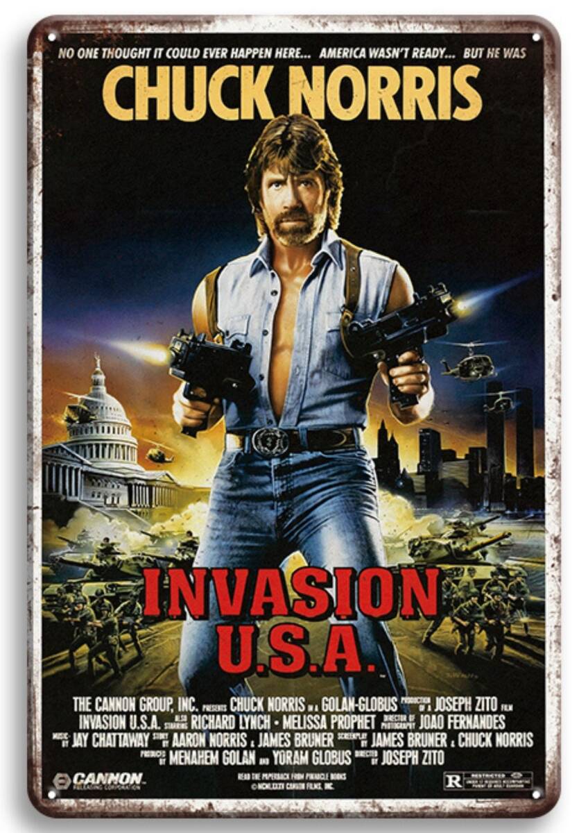 BIGサイズ!! 60cm×40cm ★★チャックノリス 復刻映画コレクション★★ 大型看板専門店★メタル看板拍卖