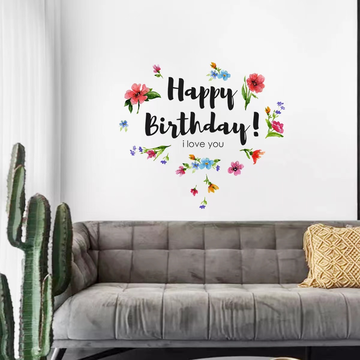 ウォールステッカー YED042 誕生日パーティー 花 癒す DIY 壁紙 インテリアシート 剥がせるシール 送料無料拍卖