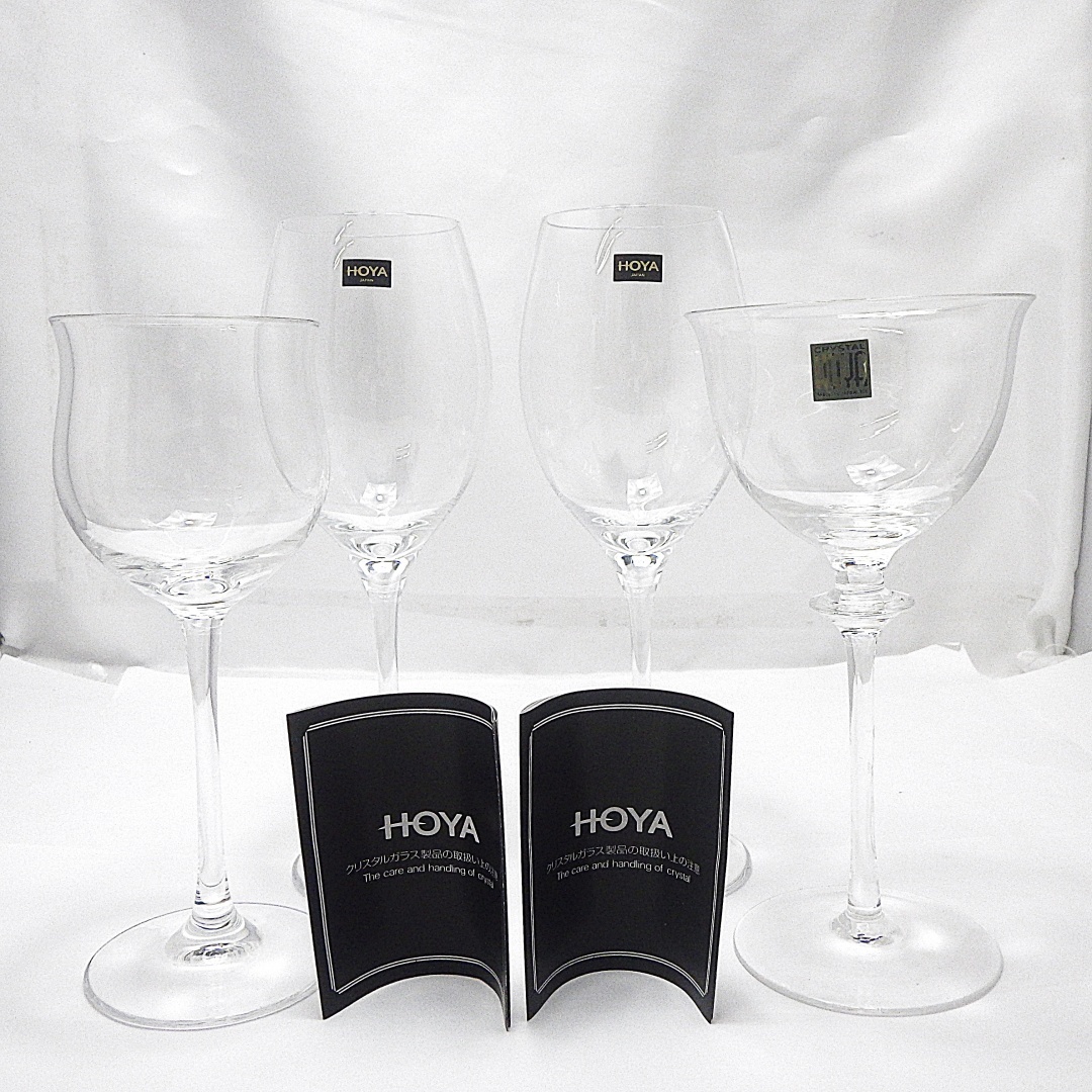 B24-2819【ワイングラス4客セット】HOYA ホヤクリスタル クリスタルガラス 酒器 洋食器 冊子×2付拍卖