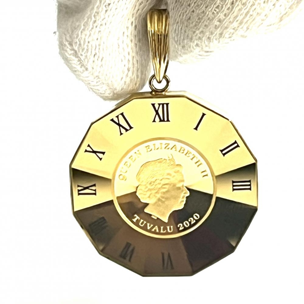 トップ 金貨 エンジェル ツバル エリザベス24金 純金 バチカン K18 1/25オンス 総重量8.9g(ガラス含む) 【中古】19904拍卖