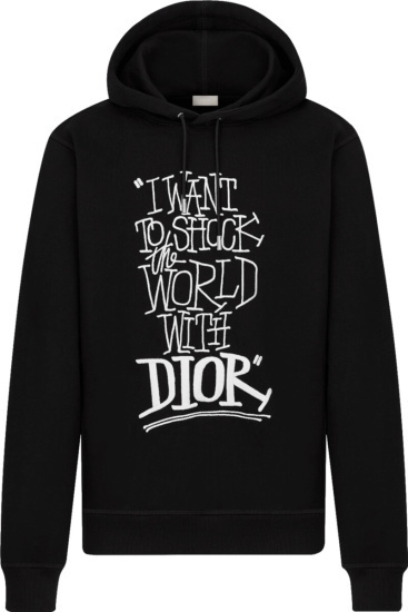 DIOR Shock The World Hoodie stussy ショーンフォント パーカー 黒 Mサイズ拍卖