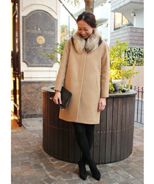 Deuxieme Classeノーカラー ウールビーバー トラペーズ コート拍卖