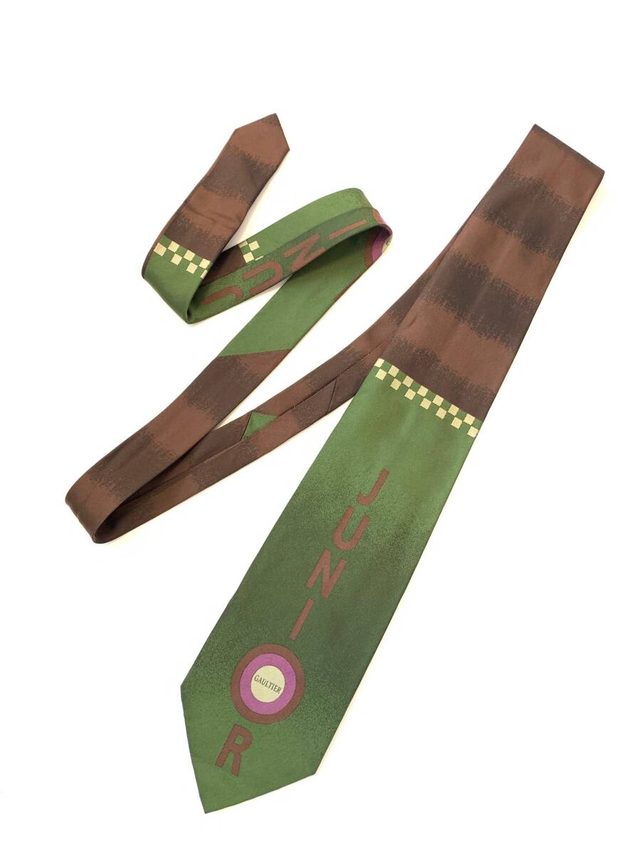 Jean Paul GAULTIER JUNIOR GAULTIER ジャンポールゴルチエ ゴルチェ ジュニアゴルチエ グリーン ブラウン 緑 ネクタイ archive tie拍卖