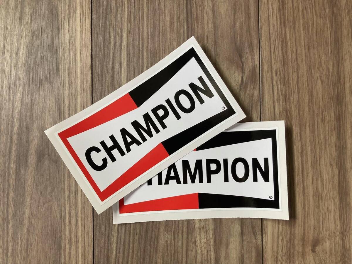 送料無料 CHAMPION Spark Plugs チャンピオン ステッカー セット 2枚セット 200mm × 105mm拍卖