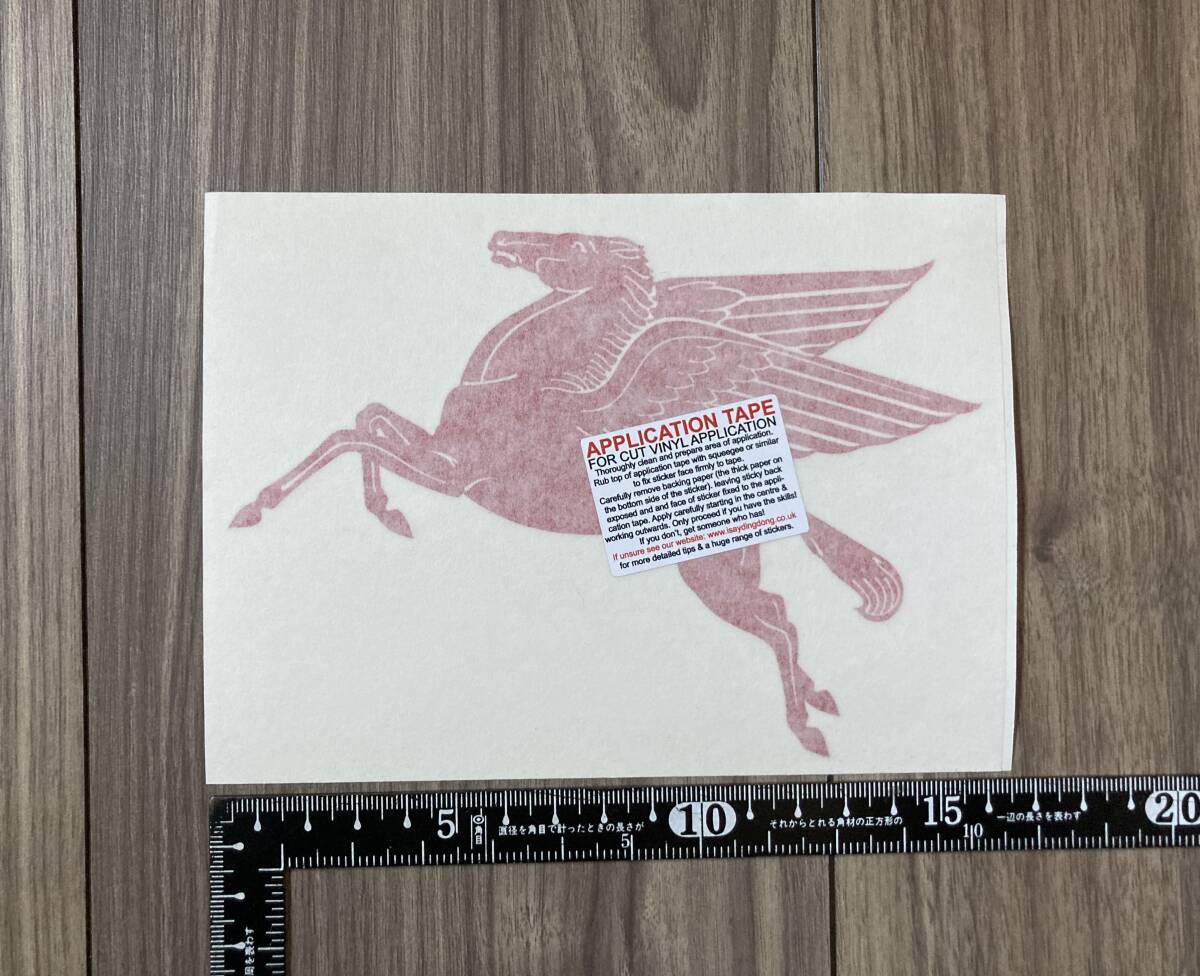 送料無料 Mobil Pegasus モービル ペガサス カッティング ステッカー レッド 155mm x 110mm拍卖