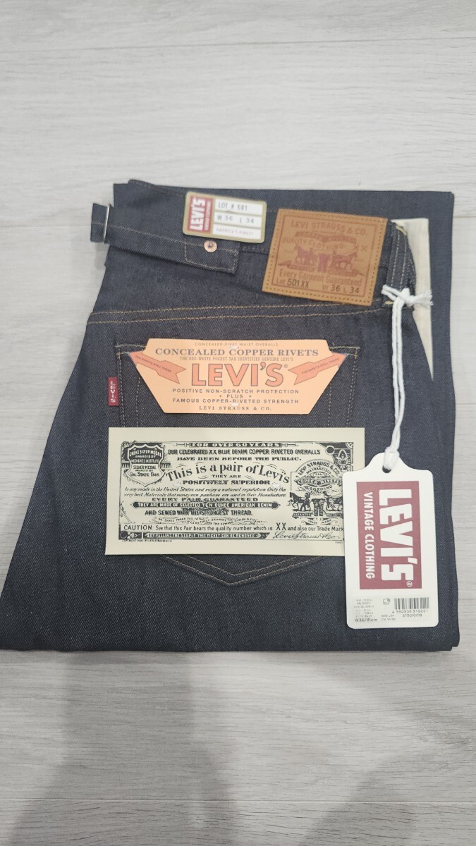 501XX 1937 日本製 新品未使用 W36 L34 LVC リーバイス リジット 付属品有拍卖