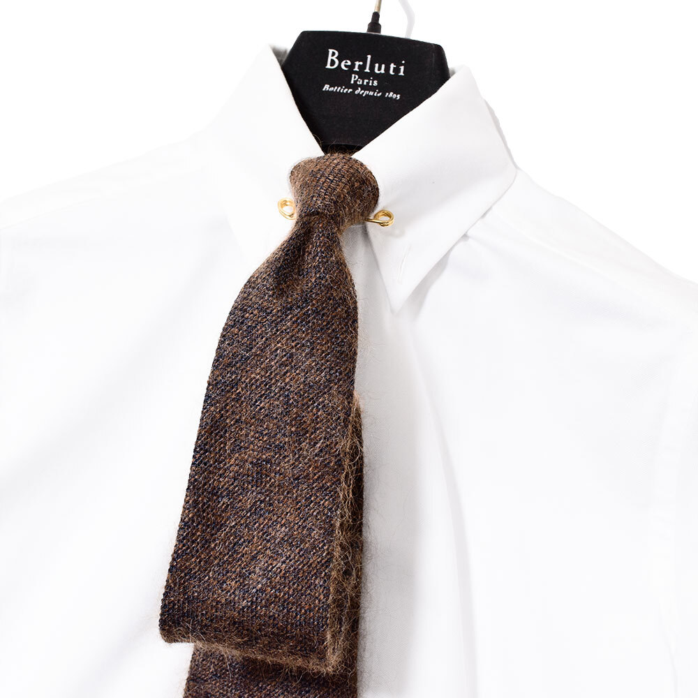 バーニーズニューヨーク 高級起毛感 ネクタイ BARNEYS NEWYORK MADE IN ITALY ブラウン 拍卖