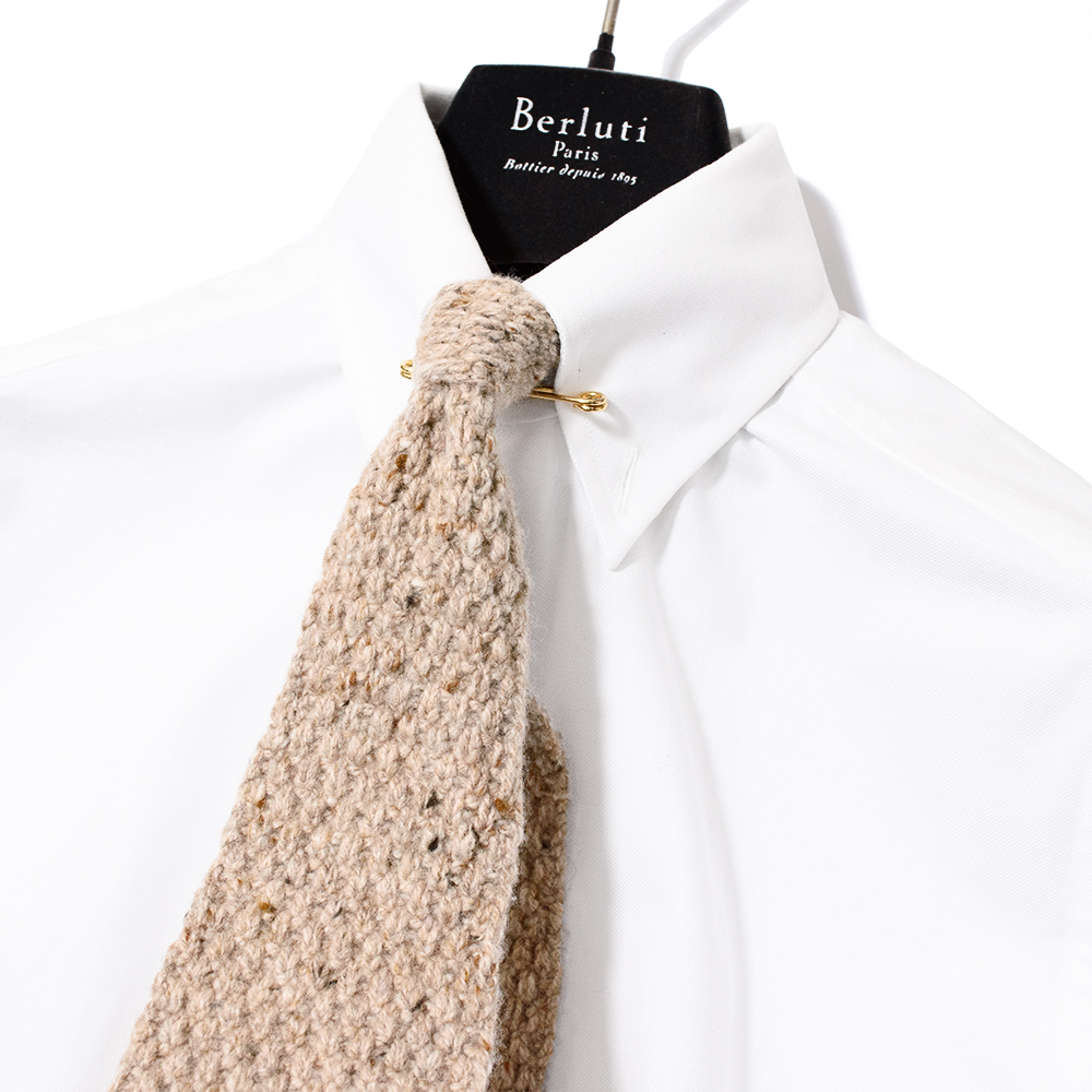 稀少 ルチアーノ・バルベラ LUCIANO BARBERA 肉厚ニット 編み込み ウール ネクタイ MADE IN ITALY イタリア製 ニットタイ拍卖