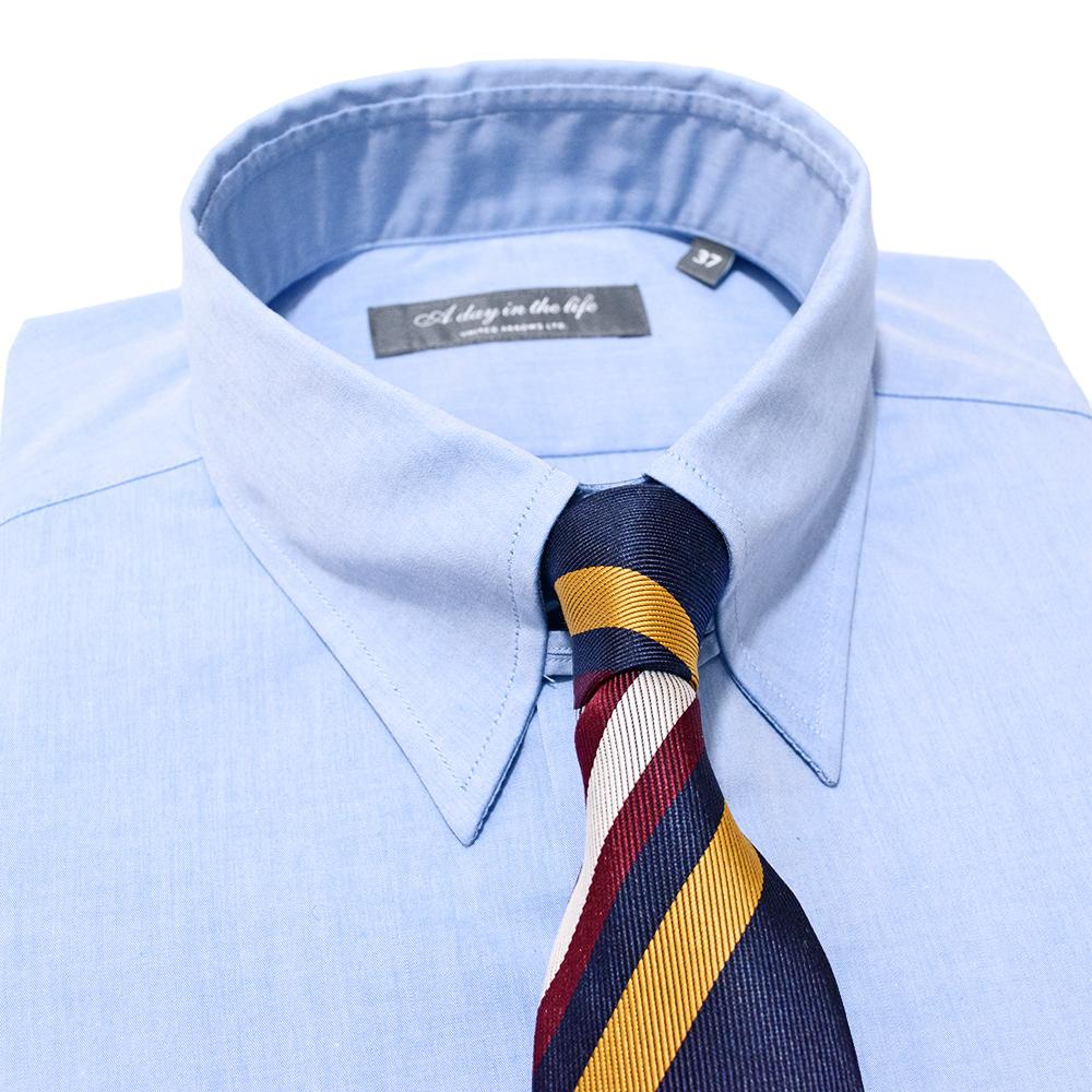 新品未使用 ユナイテッドアローズ a day in the life サックスブルー タブカラー シャツ 37 COTTON 100% UNITED ARROWS Sサイズ程拍卖