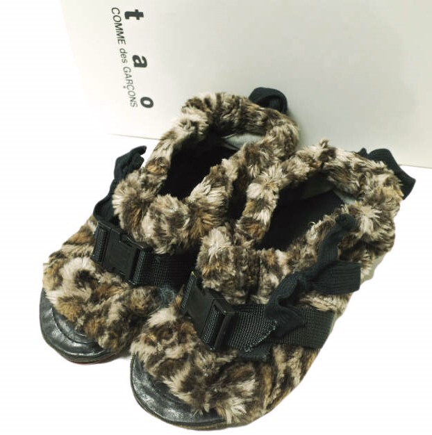 tao COMME des GARCONS タオ コムデギャルソン 日本製 ファーストラップサンダル S(24cm) Brown リボン ボア オープントゥ シューズ g21565拍卖