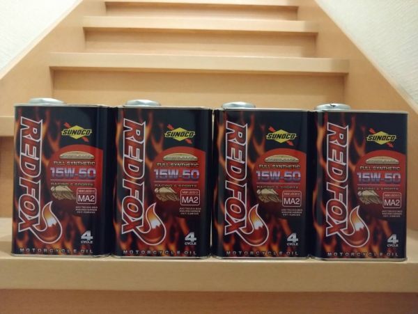 スノコ SUNOCO RED FOX レッドフォックス RACING&SPORTS レーシング&スポーツ MA2 15w50 1L 4缶 合成油拍卖