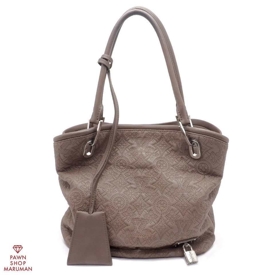 LOUIS VUITTON ルイ ヴィトン モノグラム アンティア リリアPM M94040 ラムスキン×レザー フュメ×シルバー金具 【丸万質舗】拍卖