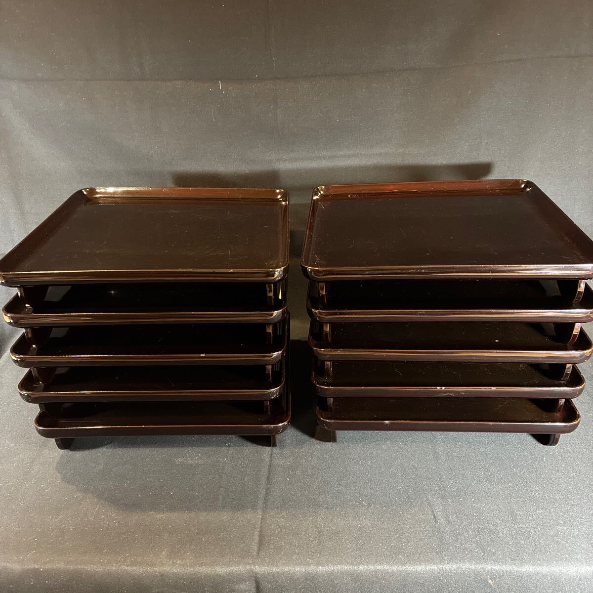 「黒漆塗 御膳 十客揃い」、祝事、慶事、懐石料理、旅館、時代物、文化財、名工、お宝、茶道、日本伝統文化、インテリア、飾り物、K100拍卖