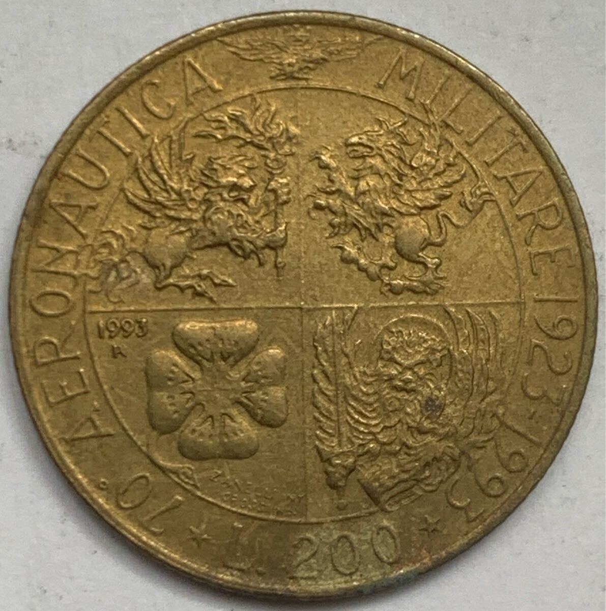 海外コイン イタリア 200リラ記念硬貨 1993年 軍用航空拍卖