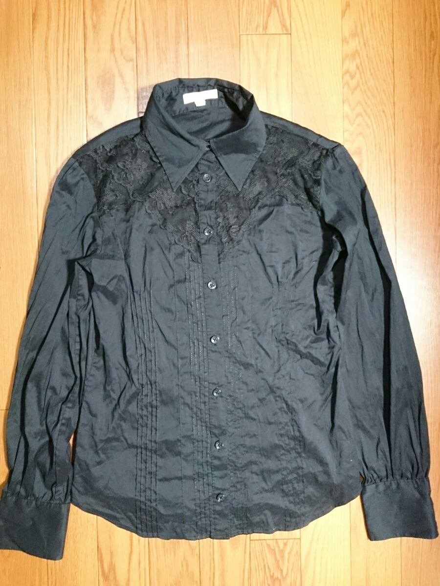 レース切替シャツ シアーレース ブラック 38拍卖