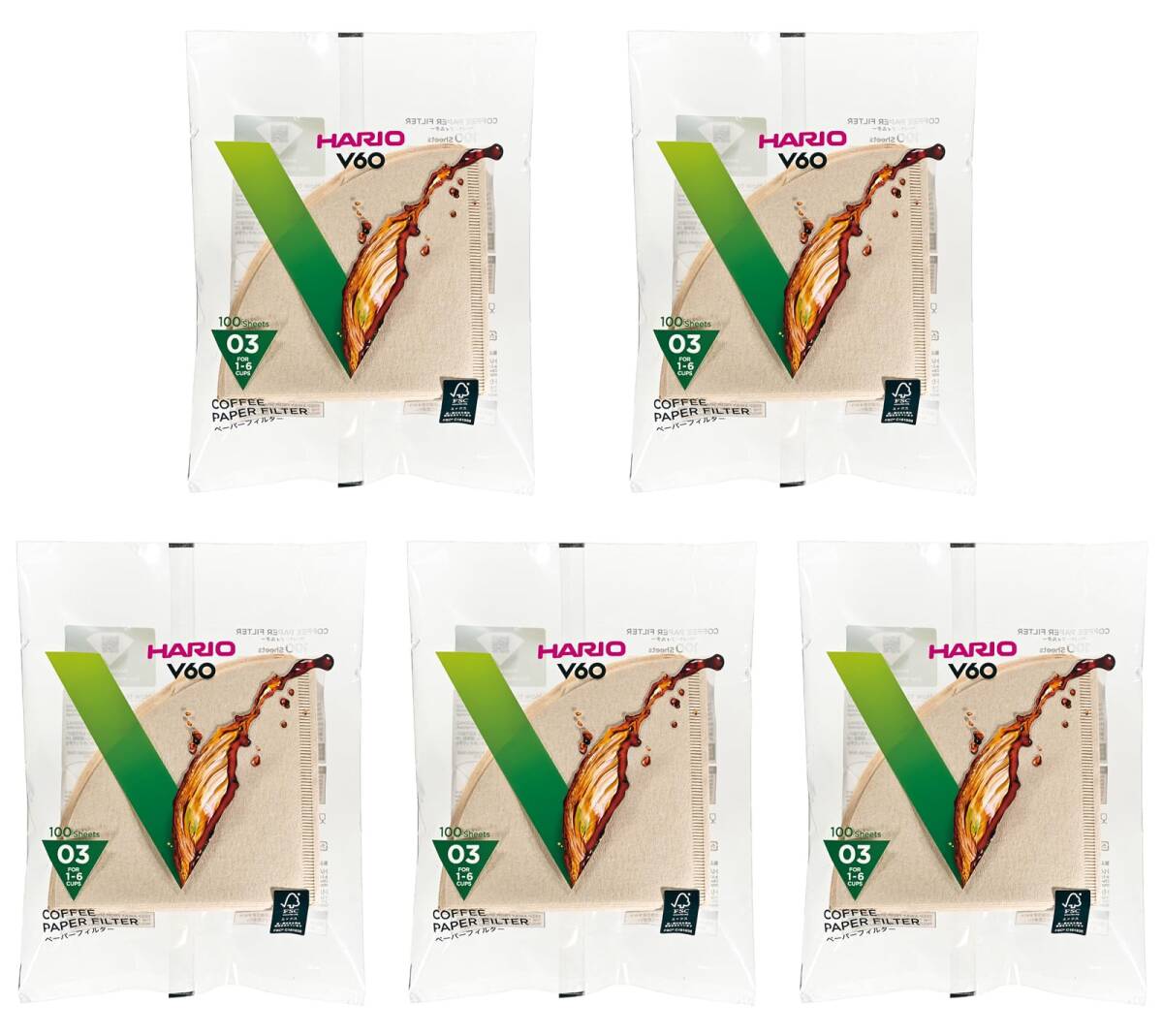 HARIO(ハリオ) V60用 ペーパーフィルター 03M 1~6杯用 500枚入り みさらし VCF-03-100M拍卖