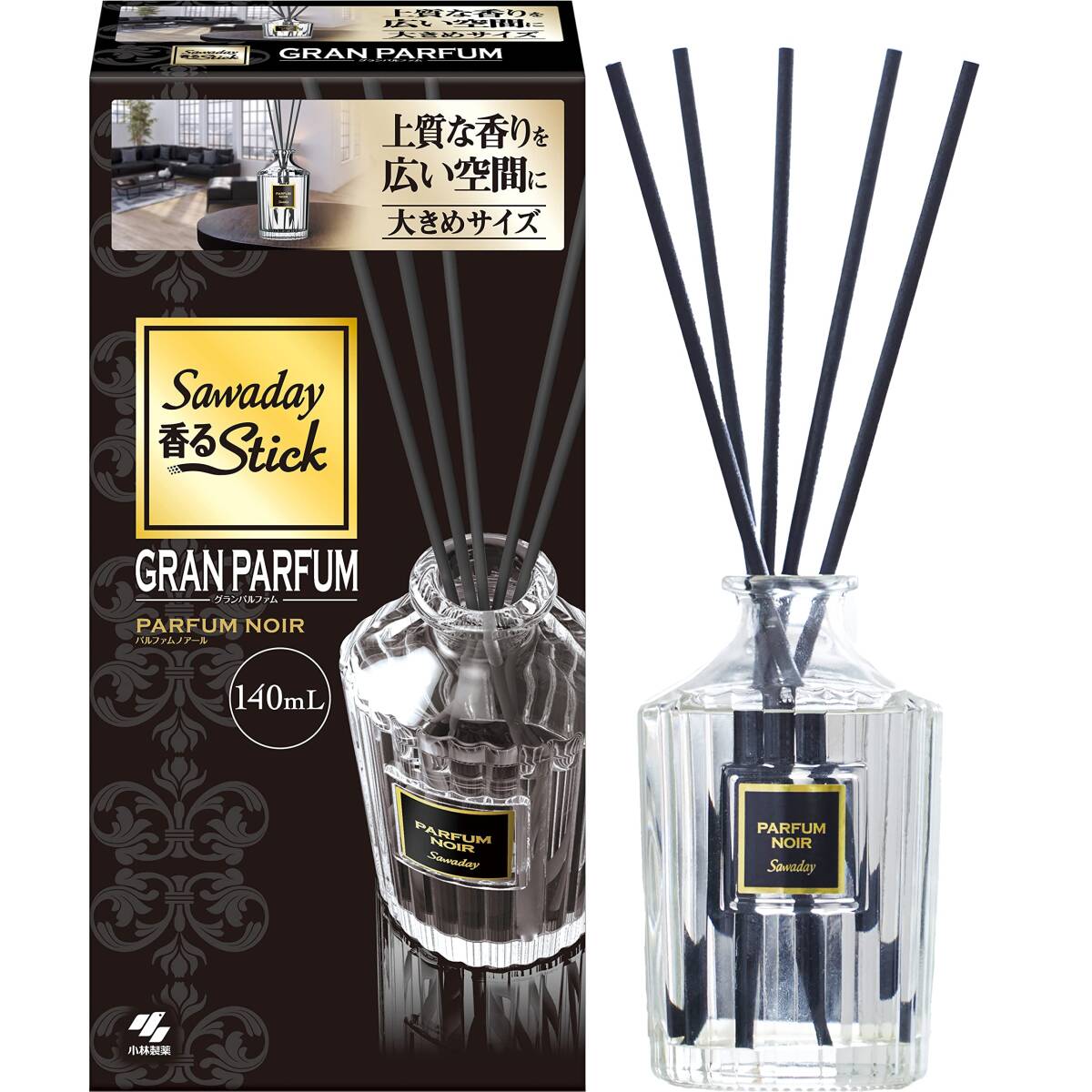 サワデー香るスティック グラン パルファム ノアール 広い空間に大きめサイズ 芳香剤 部屋用 本体 140ml ルームフレグランス拍卖