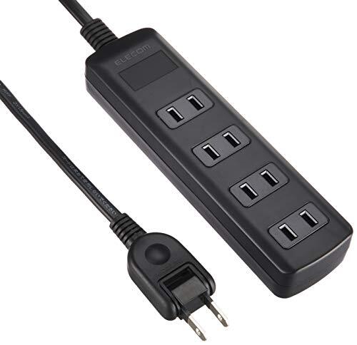 エレコム 電源タップ 雷ガード スイングプラグ 4個口 2.5m ブラック T-K1A-2425BK拍卖