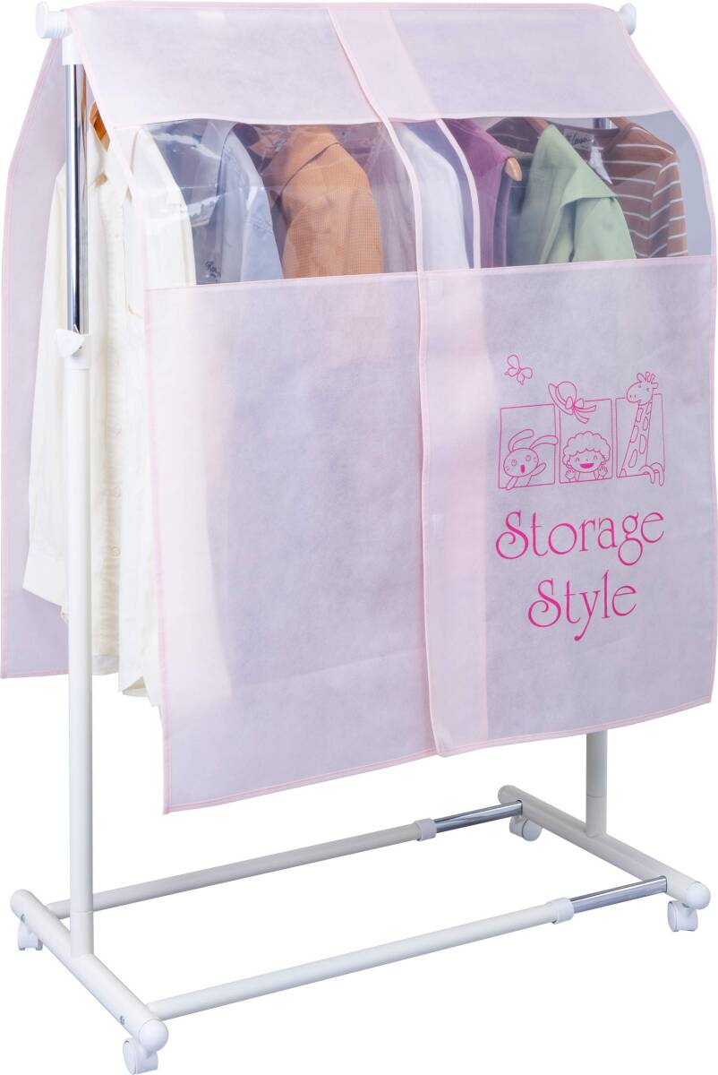 アストロ ハンガーラックカバー 幅90cm ピンク 不織布 ズレ防止ヒモ付き 613-25拍卖