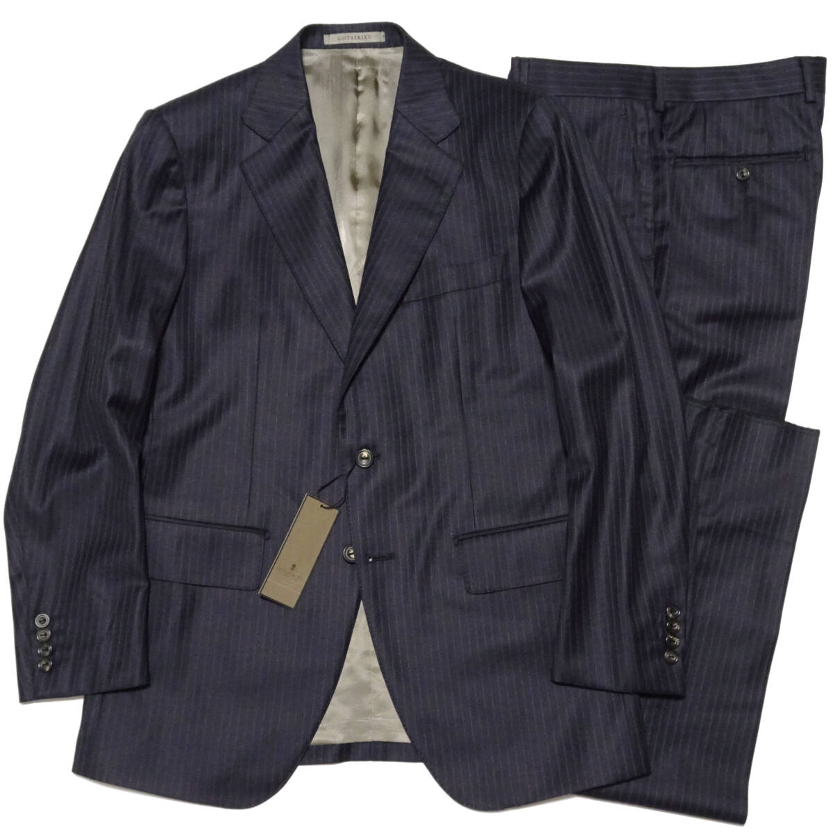 ◆GOTAIRIKU/五大陸◆〈Loro Piana〉“365”Super130's ネイビー×ストライプ シングルスーツ【38(A6)】17.6万拍卖