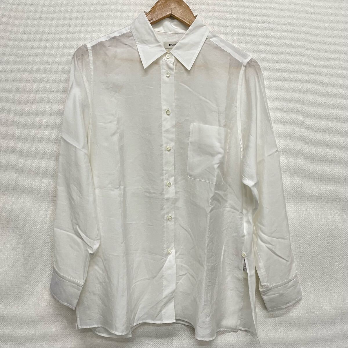 タグ付き★【ROPE】ロペ★長袖シャツ シルク混2WAYシアーシャツ GGH-24430-A サイズF 04拍卖