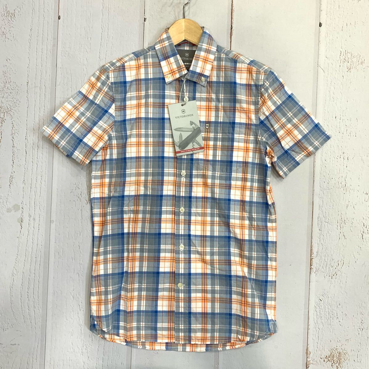 H ▼ 未使用 / 都会のカジュアルウェア '定価¥11,000' VICTORINOX ビクトリノックス 半袖 チェック柄 ボタンダウン シャツ size:XS 拍卖
