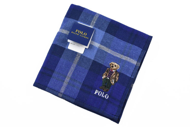 ポロ ラルフローレン タオルハンカチ ハンカチ 1枚 メンズ ブランド 青 紺 白 ホワイト チェック ポロベア ベア くま 男性 紳士 ギフト拍卖