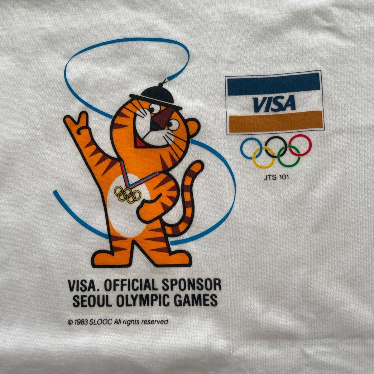 ソウルオリンピック Tシャツ VISA スポンサーTシャツ SEOUL OLYMPIC オフィシャルTシャツ ビザ 企業Tシャツ ホドリTシャツ 五輪 Tシャツ80s拍卖