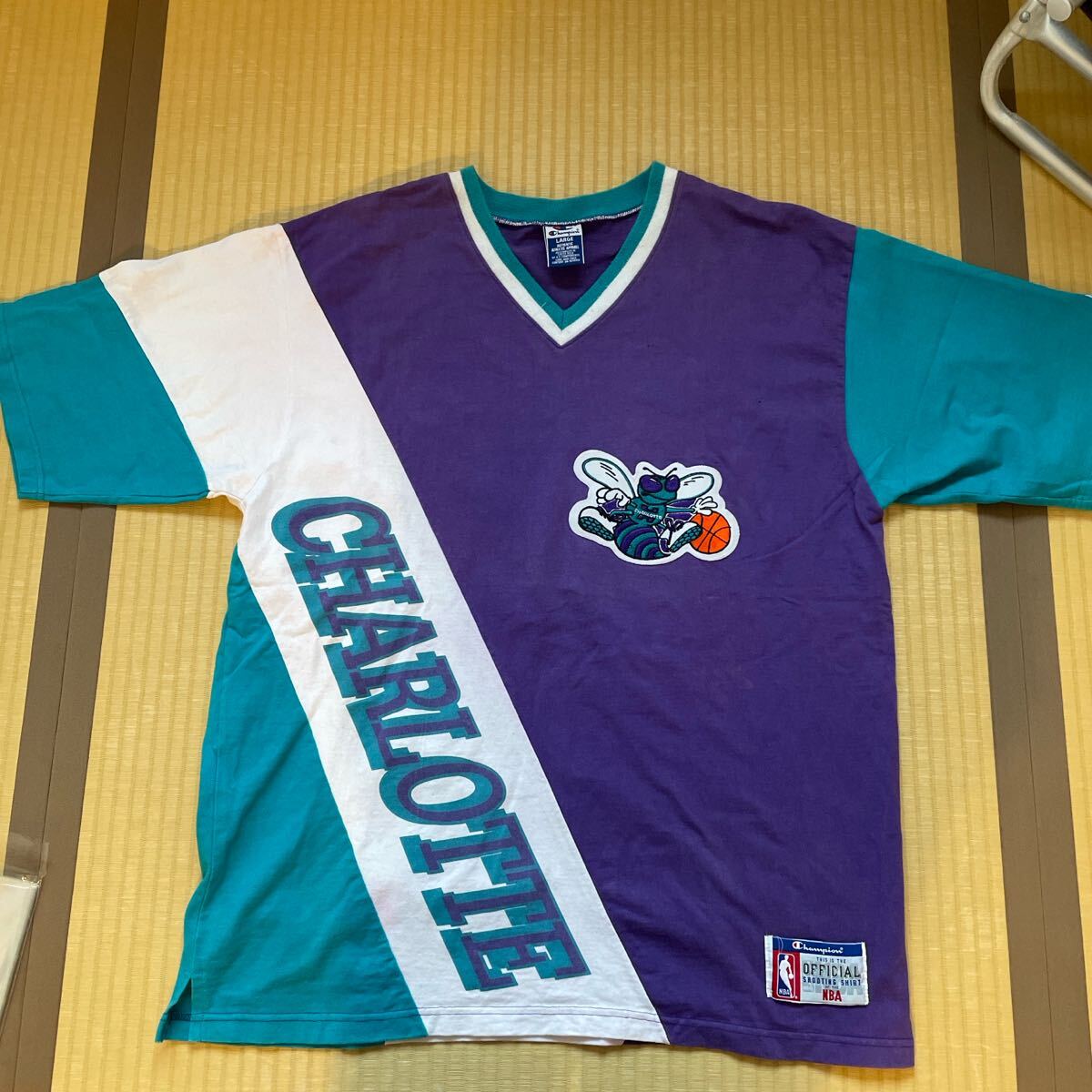 90s Champion NBA シャーロットホーネッツ 半袖 Tシャツ バスケットボール チャンピオン Charlotte Hornets拍卖