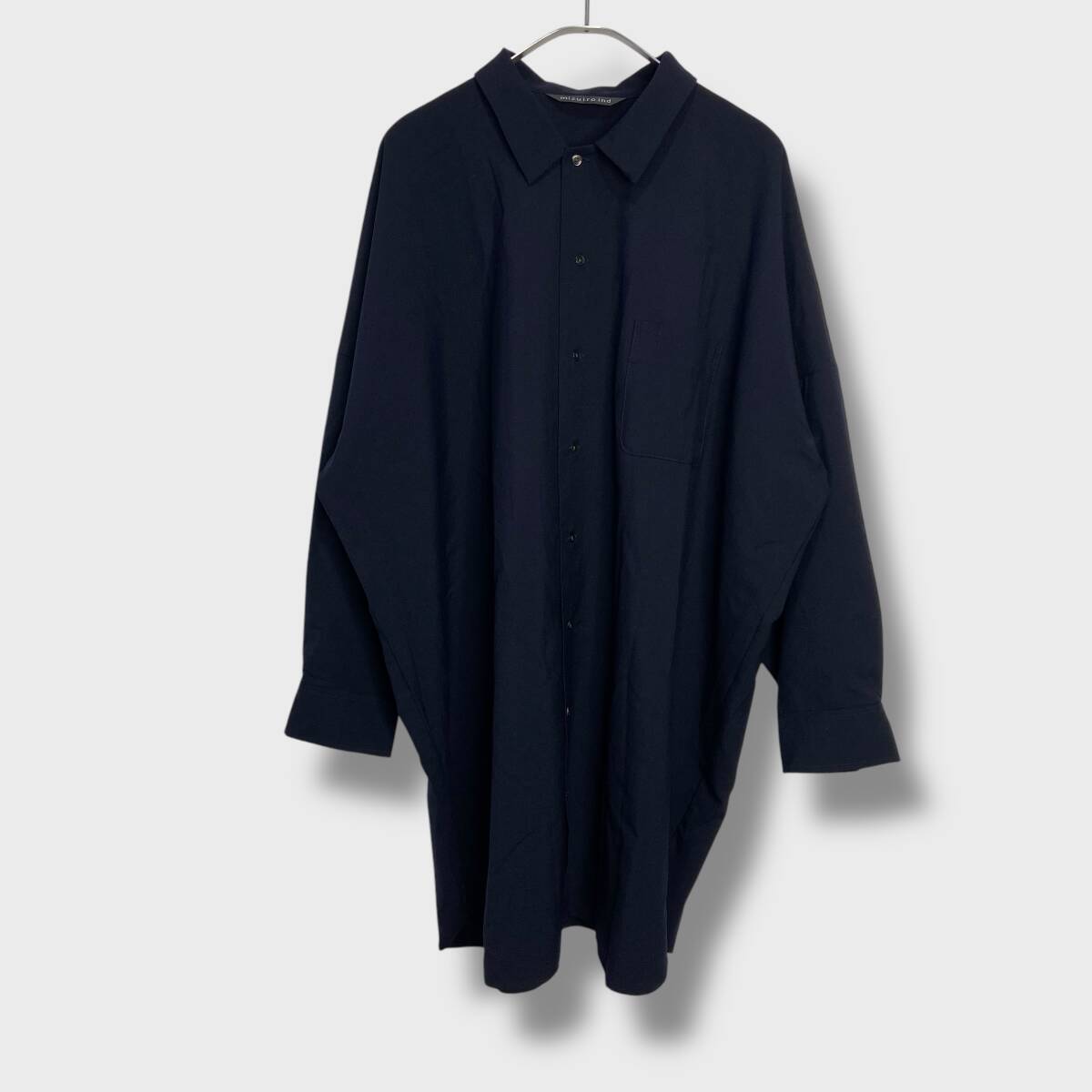 送料無料☆mizuiri ind☆ミズイロインド☆ワイドビッグサイズシャツワンピース☆黒☆フリーサイズ☆D25M拍卖