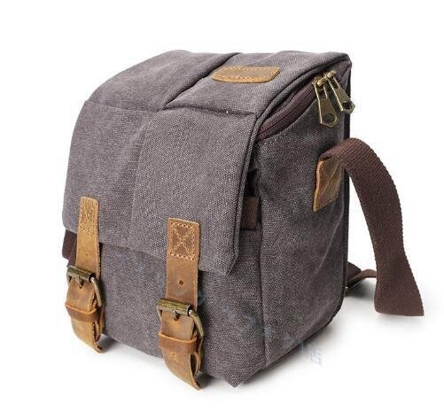 一眼カメラ用ケース帆布カメラバッグ オイルキャンバス×牛革 カメラバッグ 防水 多ポケット 大容量 散策バッグ ショルダーバッグ拍卖