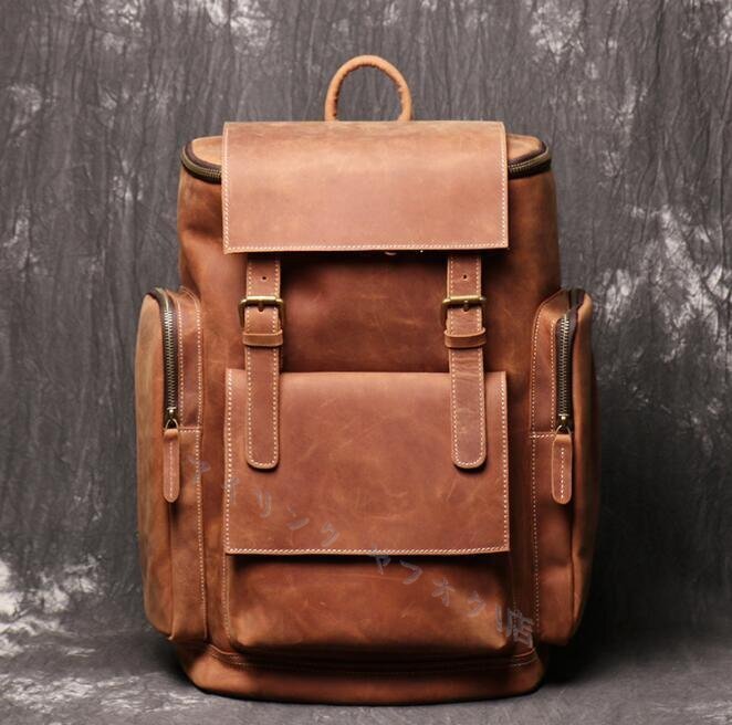 本革 リュックサック メンズ レザー バックパック レトロ リュック アウトドア 14インチPC対応 通勤通学 カジュアル兼用 ディバッグ拍卖