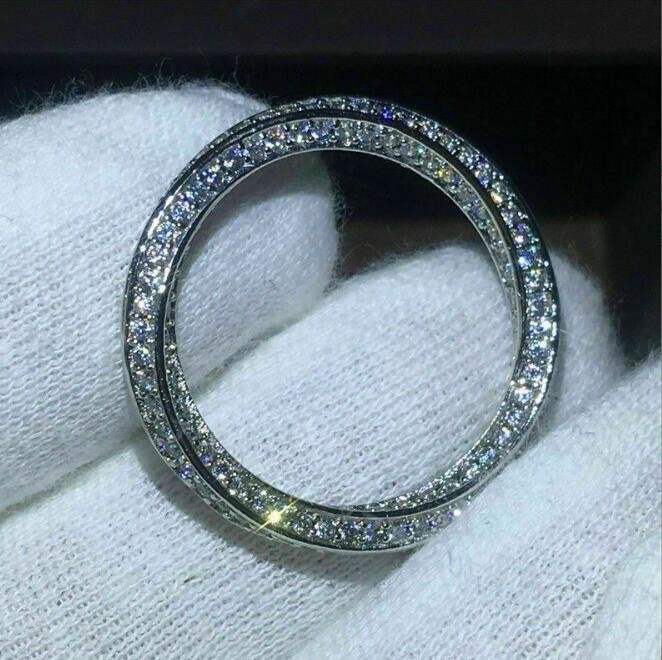 高級 5Aクラス CZダイヤモンド シルバー925 SILVER925 ツイストデザイン フルエタニティ エタニティリング レディース 銀SILVER拍卖