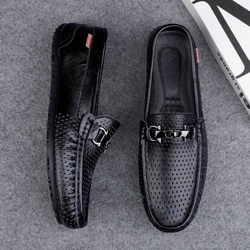 シューズ メンズ ローファー スリッポン 本革 通気性 メッシュ ドライビングシューズ レザーシューズ 牛革 24.5~27cm選択 黒拍卖