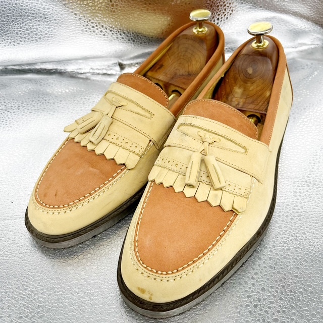 ★OBIETTIVO MODA★タッセルローファー/24.5EEE/カジュアルシューズ/ビジネスシューズ/ベージュ系拍卖