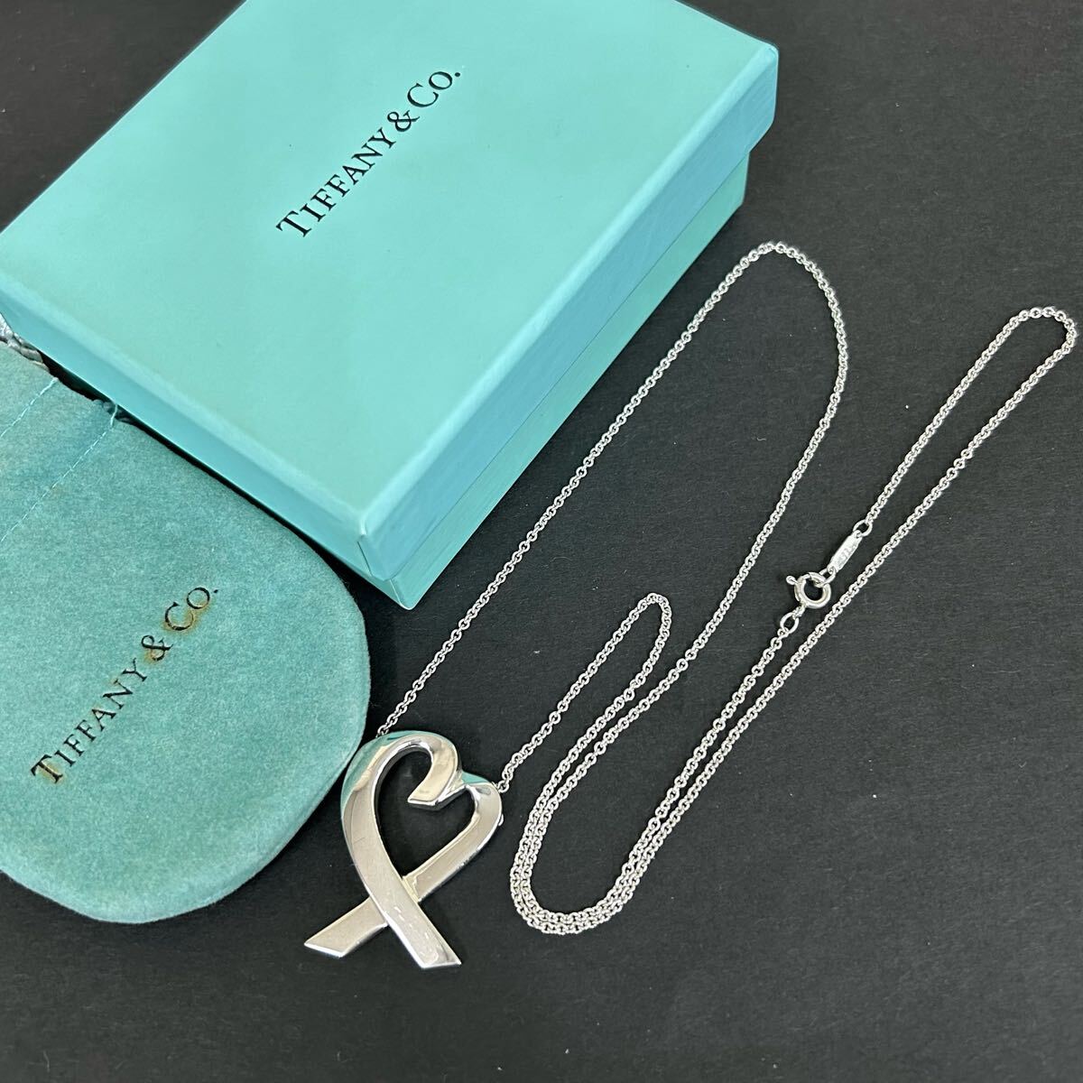 【ティファニー】基準内 TIFFANY&Co. ネックレス ラヴィングハート ラージ シルバー925 全長62cm トップ幅2.2cm 女性用 レディース 箱拍卖